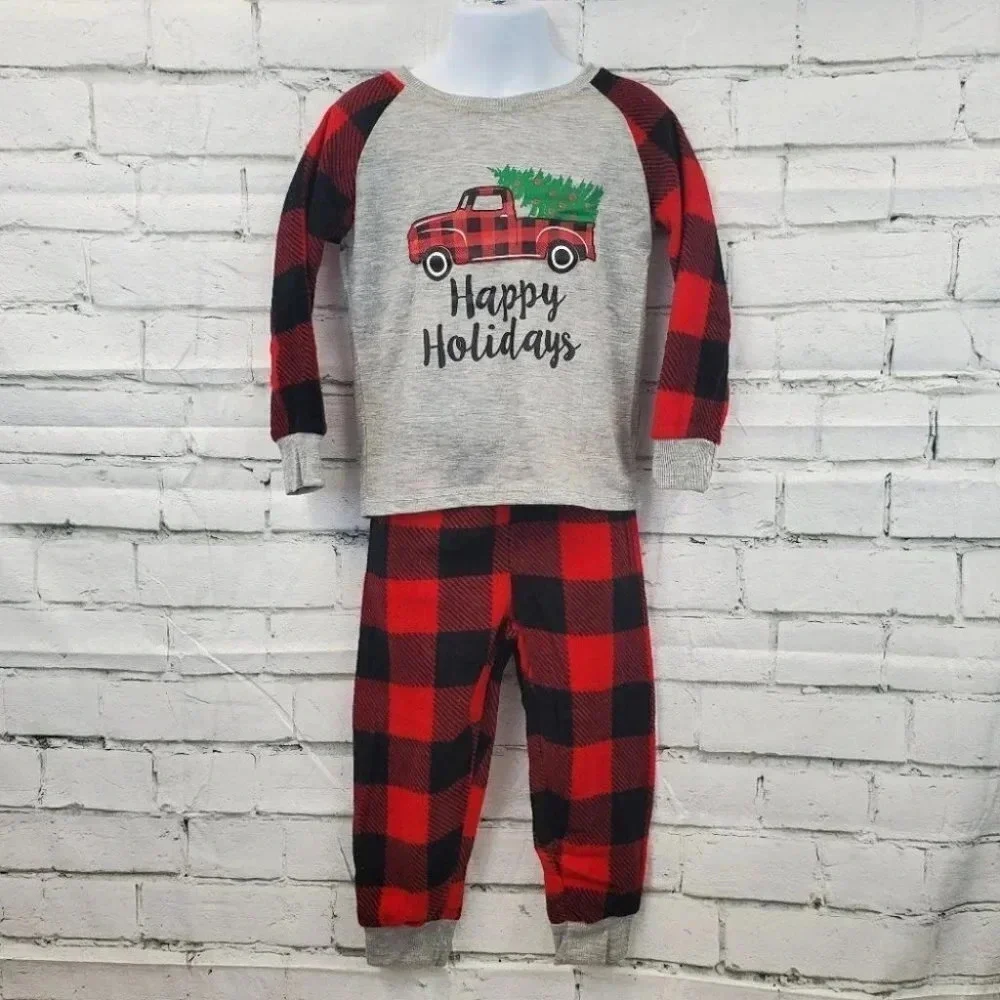 Small Size 6x Kids Happy Holiday Truck 2 pieces Holiday Pajama Set